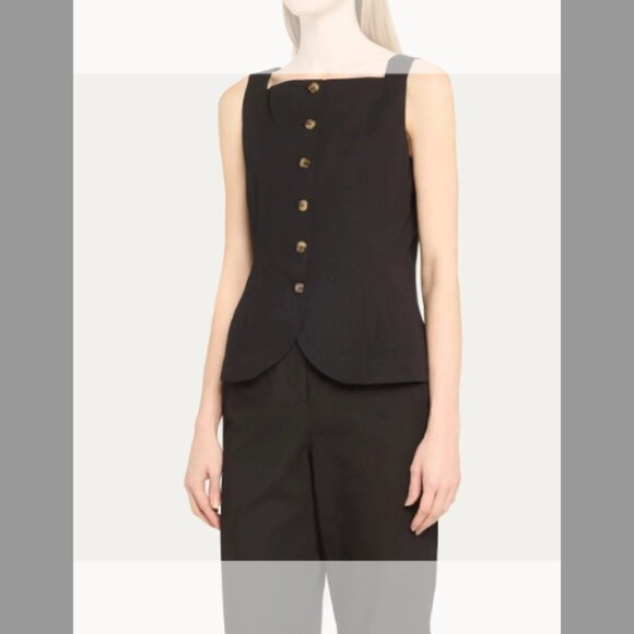 Ciao Lucia Amira Sleeveless Button-Front Top (Orig $225) w/tax (Size XL) Black - Picture 4 of 6